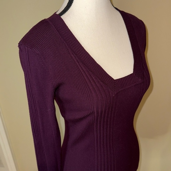 Majora Sweater Deep Purple Ribbed Knit Cuffed Sleeves Women’s Sz M - Picture 2 of 10